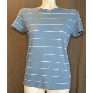 Vince Blue White Pima Cotton Striped Short Sleeve T Shirt Womens Size Small